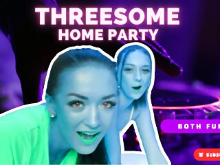 Home party ends in threesome sex 