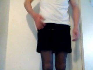 Me trying Wifes Skirt &amp; Panties Stockings 1