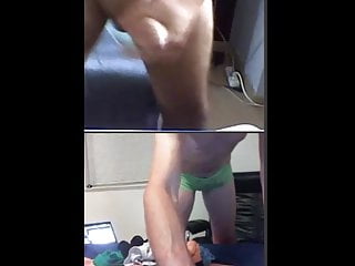 Masculine CD - Tries on panties on webcam - part1