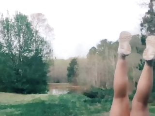 Sexy giggly ass doing walking handstand