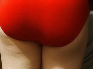 Big twink butt in red panties