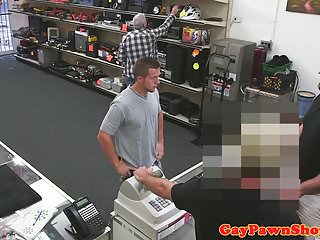 Pawning straight jock cocksucked for cash