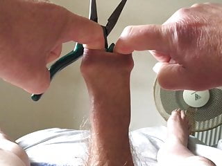 Sunday foreskin stretch session - pliers 