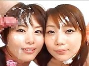 2 Asian girls bukkake