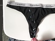 Cum on step sister Calvin Klein thong