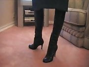 Leather knee high boots