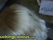 Hot blonde rubbing pussy and blowing