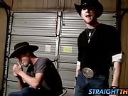 Amateur cowboys Ty and Lee wanking their cocks in the garage