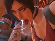 Ada Wong Deephroat Blowjob close up : Resident Evil Parody