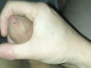 Wanking my shaved uncut chick with massive cumshot 