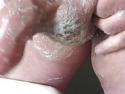 Creamy foreskin piss