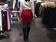 leather skirt red