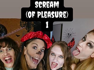 5 Lesbians Have Halloween Orgy at Bar and Play with Sex Toys in Cosplay