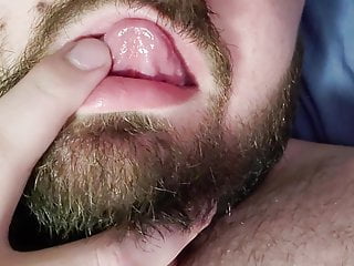 Moaning and licking my lips while you fuck me!