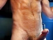 hairy body with big cock jerk and cum