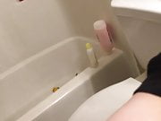 Quick bathroom fuck and swallowing daddies cum