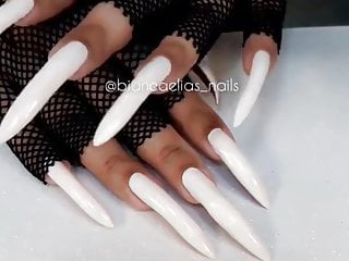 Perfect and huge sexy white nails...