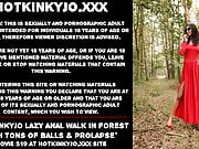 Hotkinkyjo lazy anal walk in forest with tons of balls