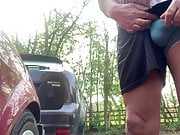 Jerking off by the roadside 