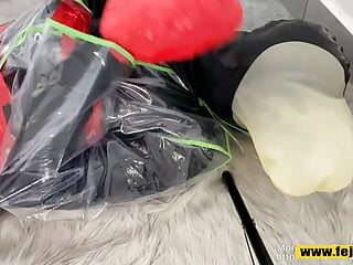 Toy Orgasm, Girl, Leather Girl, Missionary