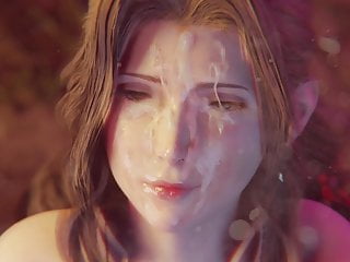 Aerith Gainsborough Handjob &amp; Facial Red Dress