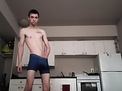 Twink boy flashes cock 