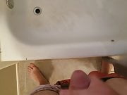 Big cumshot splash after shower