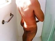 hairy jerk off in the shower