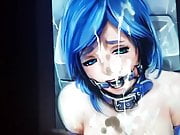 Facial on Hentai blue hair girl Bondage facial Tribute manga