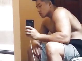 Muscle chinese show ass and cum...