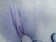 Fingering shaved smooth tight pussy close-up