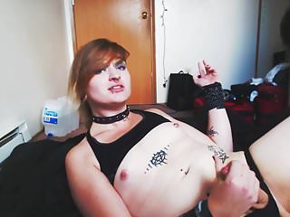 Horny pierced and tatted trans girl...