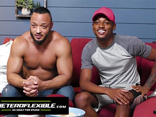 ADULT TIME - Hunky Stepdad Dillon Diaz Dicks Down Jock Stepson Ty Santana After Losing Strip Bet!