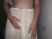 White Tutu Lace Long Skirt Satin Lining Masturbation