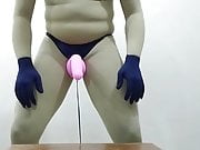 Zentai nude penis cock head pulling femdom