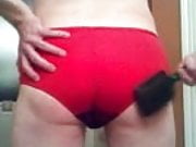 My Sissy Ass Hairbrush Spanked in Red Panties