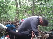 Asian Step Dad Doing Bareback In The Woods With Younger Prostitut