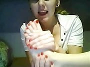 Webcam's Teasing - Girl is Sucking Her Toes