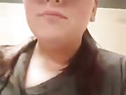 Nasty Jess takes out saggy tits in Taco Bell 