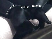 Gloved and handcuffed and self pleasure ..