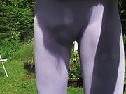 Sissy bitch in purple spandex