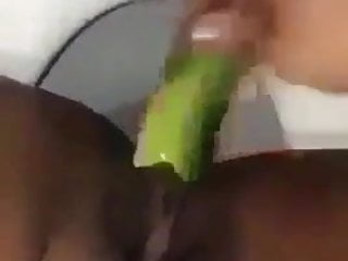 Masturbating, Cucumber, Blacked Asian