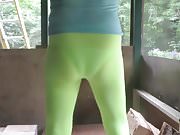 Sissy in spandex and visible panties. vpl