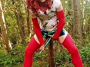 Hot horny wild demon bitch having some serious fun alone in the forest