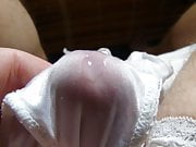 Crossdresser in silky white lingerie (Thlin1030875)