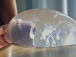 Slim Guy Timonrdd Cums Hard In A Water Filled Condom...