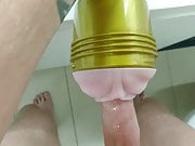 Edging my desperate cock with my fleshlight, moaning
