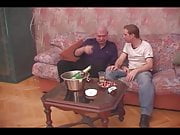 Ukranian Daddy Drinks and Breeds on Sofa