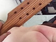 Mistress gives hubbie a quick paddling