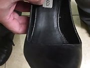 Cumming in a coworker's black heels